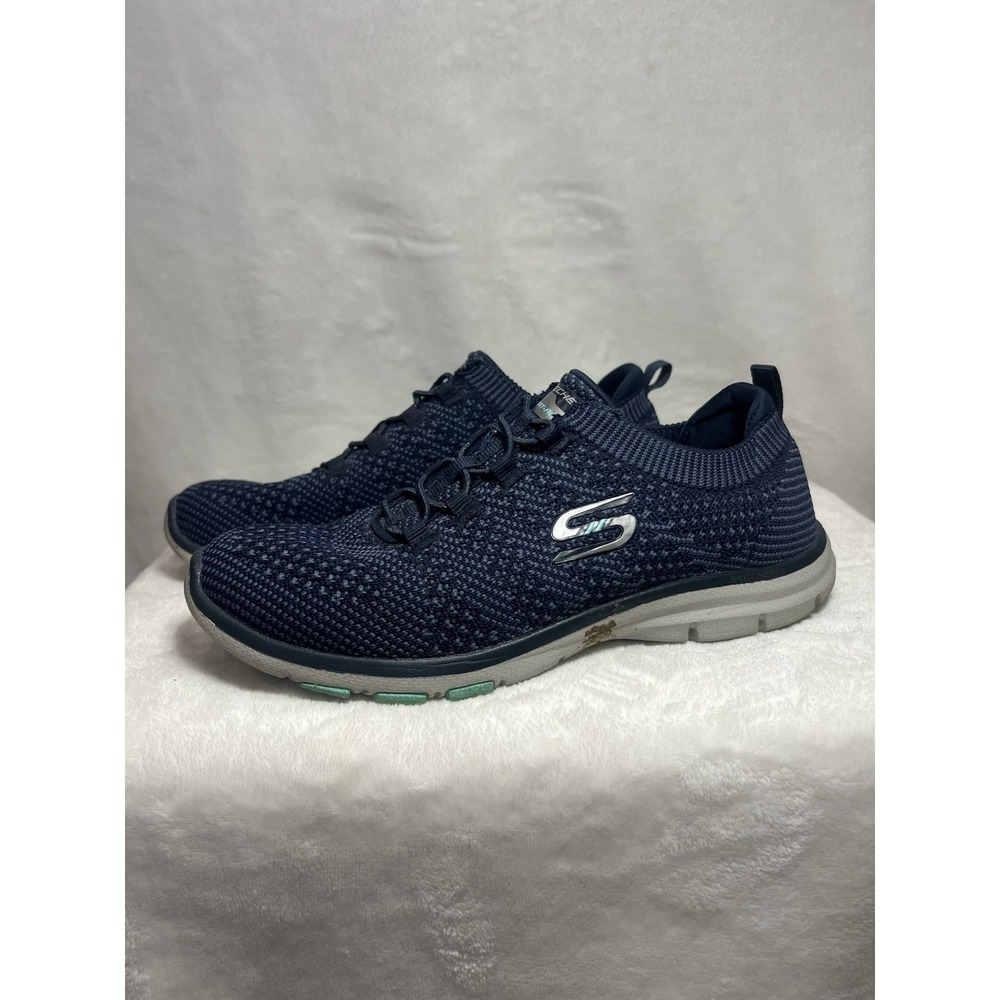 Skechers Sport Active Memory Foam Sneakers Womens 6.5 Navy Knit Walking